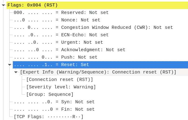 flags tcp ip 7 TCP RST Flags